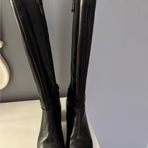 Elegant Black Leather Knee-High Boots